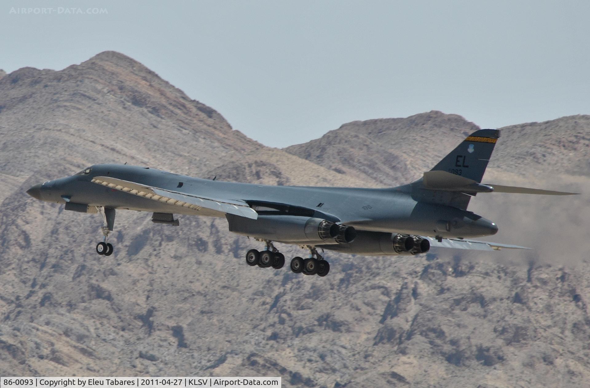 86-0093, 1986 Rockwell B-1B Lancer C/N 53, Taken during Green Flag Exercise at Nellis Air Force Base, Nevada.