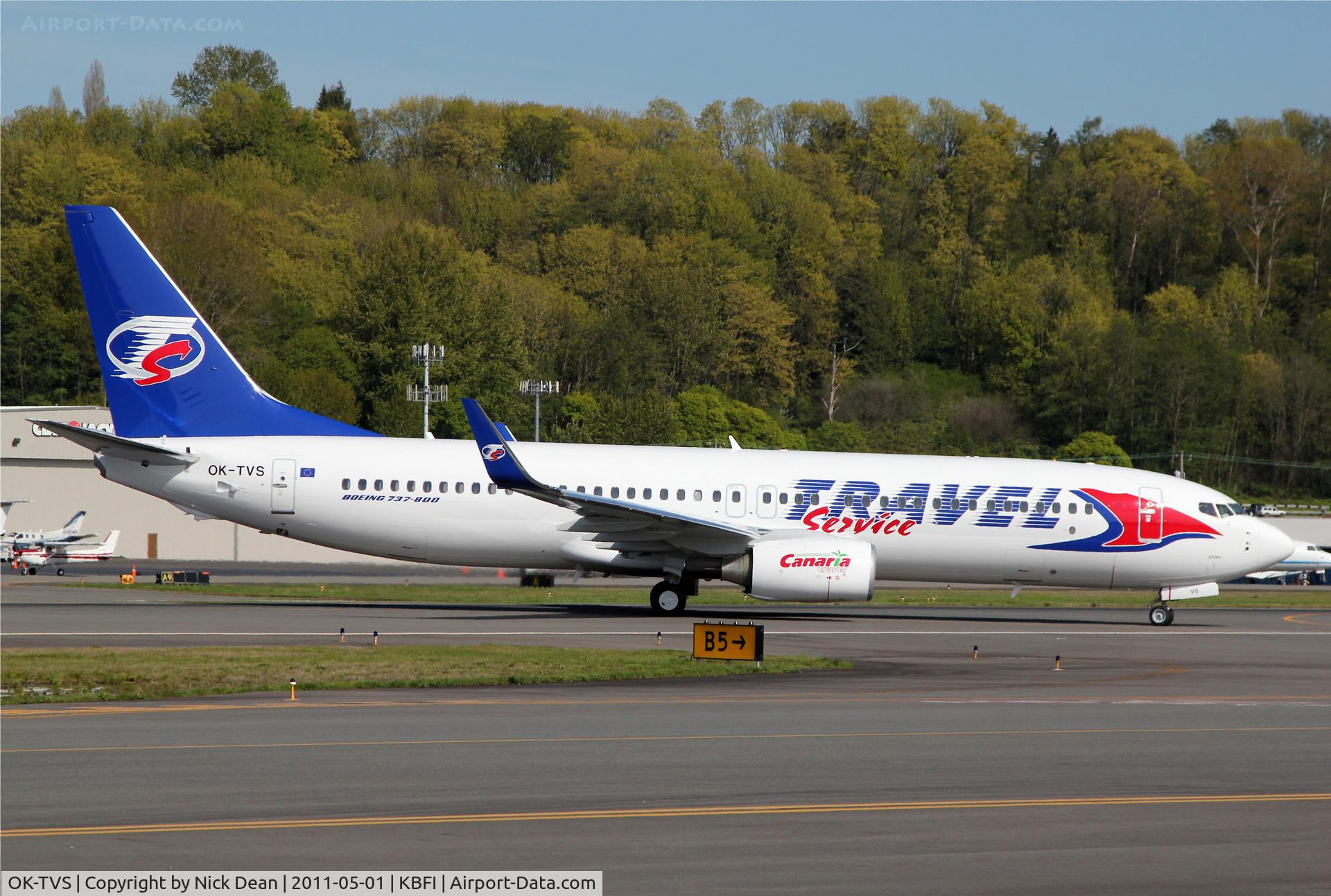 OK-TVS, 2011 Boeing 737-86N C/N 39404, KBFI Boeing 633 returning from its second test flight of the day.