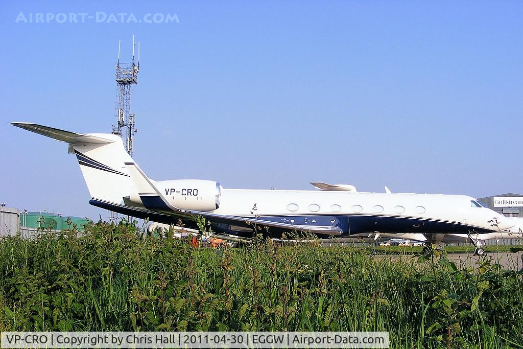 VP-CRO, 2010 Gulfstream Aerospace GV-SP (G550) C/N 5270, parked at Luton