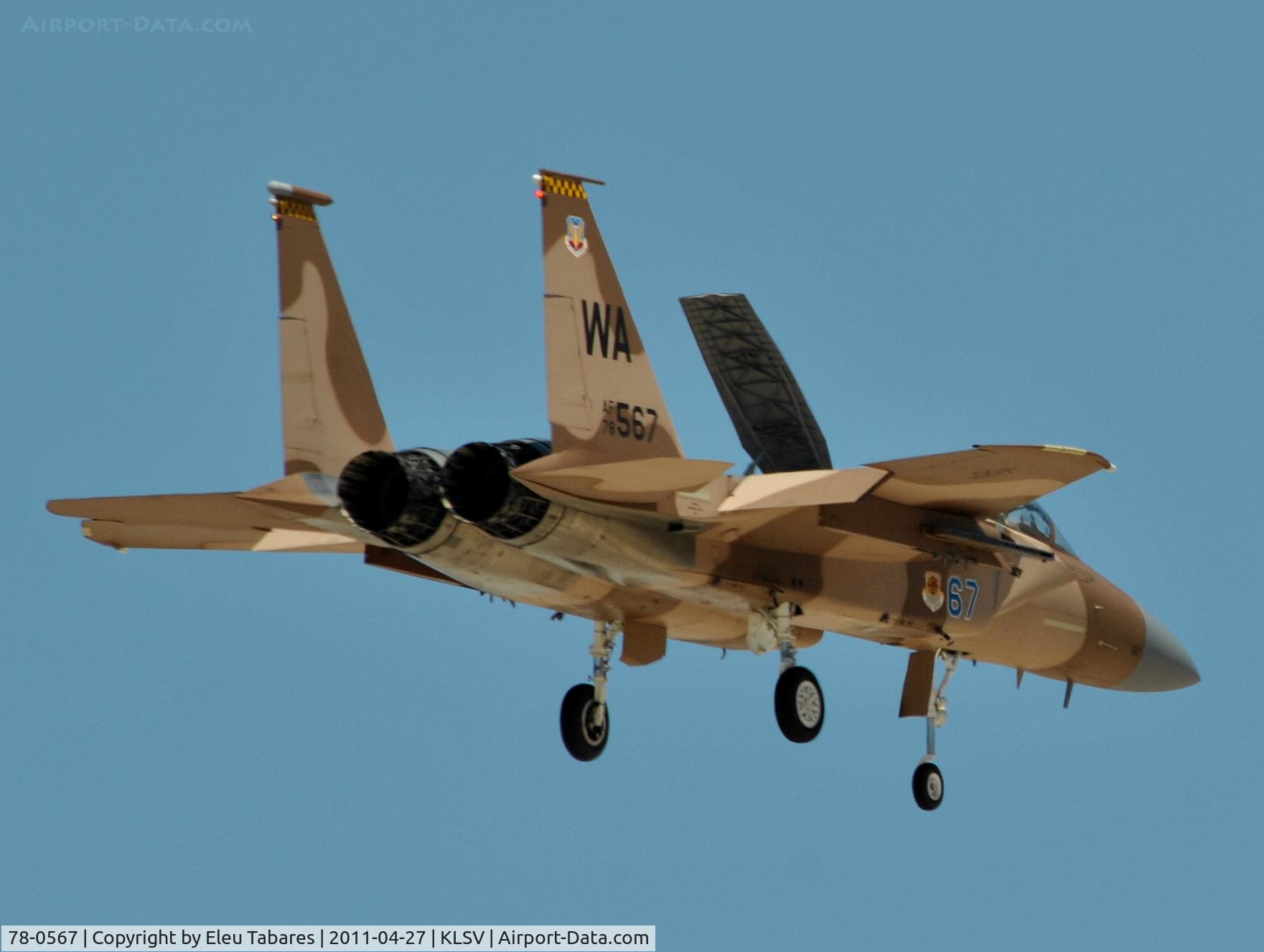 78-0567, McDonnell Douglas F-15D Eagle C/N 0489/D007, Taken during Green Flag Exercise at Nellis Air Force Base, Nevada.