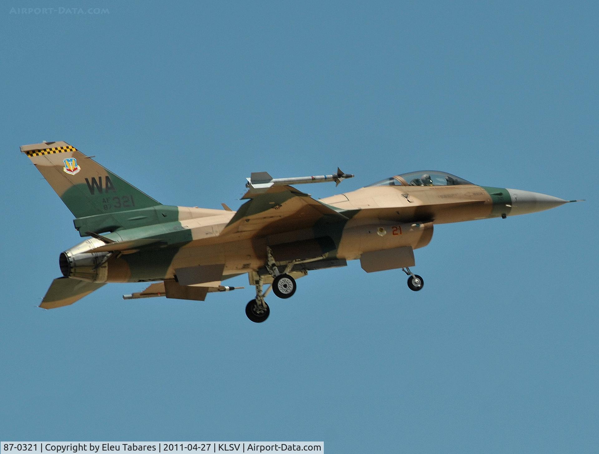 87-0321, General Dynamics F-16C Fighting Falcon C/N 5C-582, Taken during Green Flag Exercise at Nellis Air Force Base, Nevada.