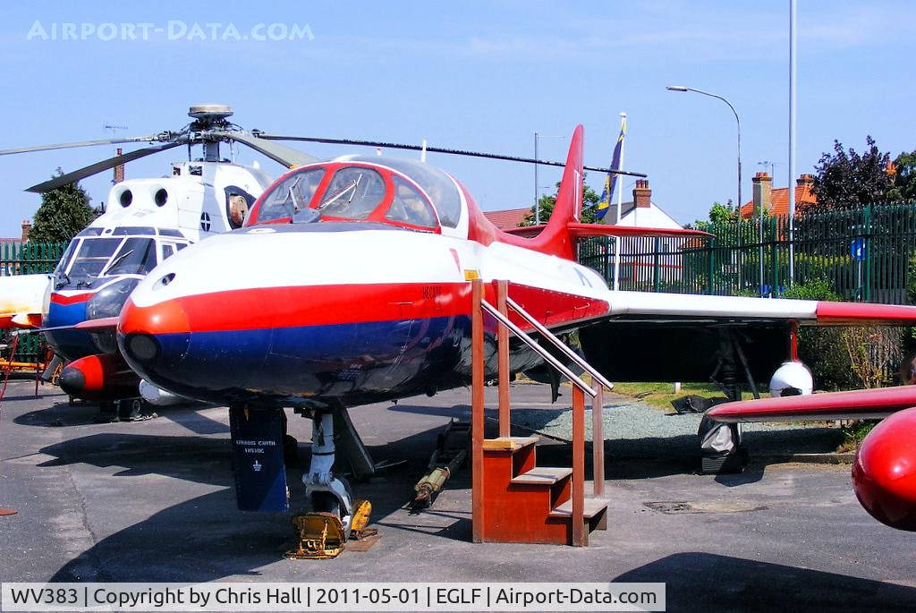 WV383, 1965 Hawker Hunter T.7 C/N 41H-670829, at the Farnborough Air Sciences Trust museum