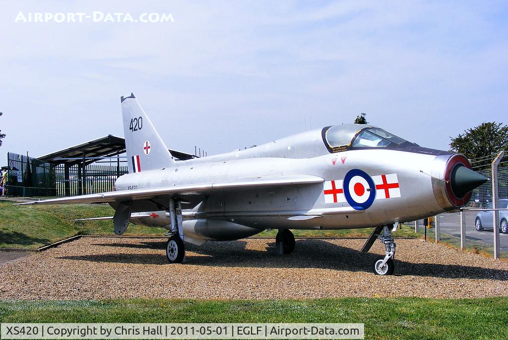 XS420, 1965 English Electric Lightning T.5 C/N 95005, at the Farnborough Air Sciences Trust museum
