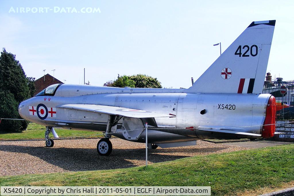 XS420, 1965 English Electric Lightning T.5 C/N 95005, at the Farnborough Air Sciences Trust museum