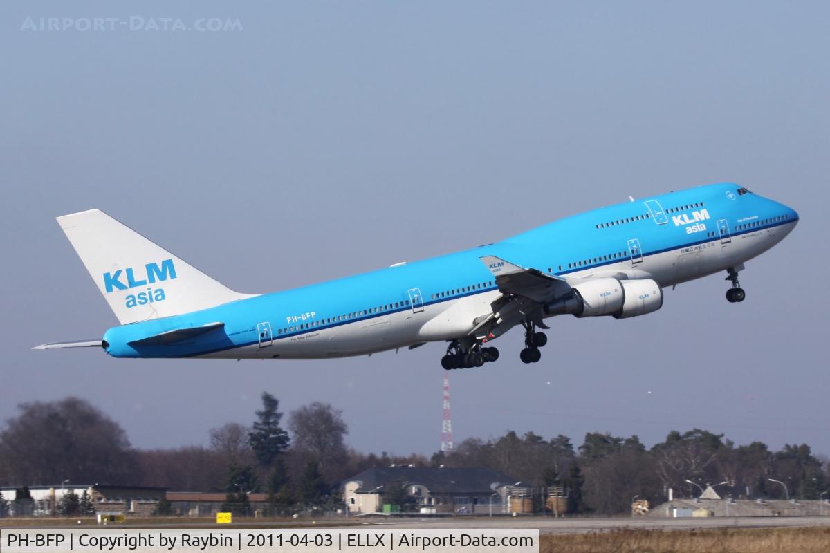 PH-BFP, 1993 Boeing 747-406BC C/N 26374, Leaving LUX after maintenance
