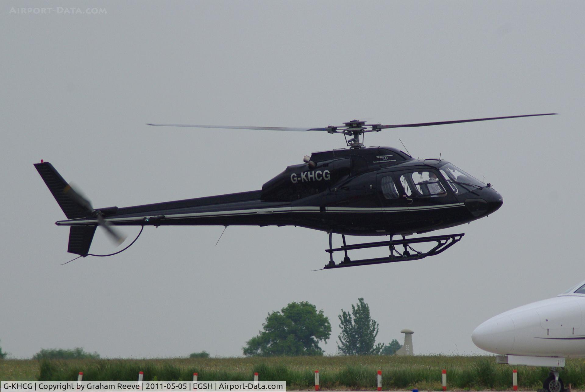 G-KHCG, 1982 Aerospatiale AS-355F-2 Ecureuil 2 C/N 5193, Departing from Norwich.