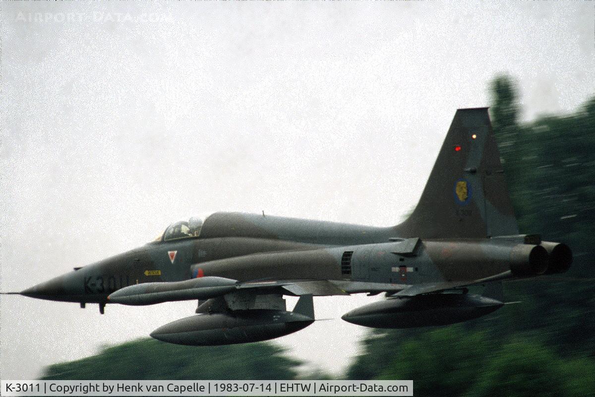 K-3011, 1970 Canadair NF-5A Freedom Fighter C/N 3011, Northrop NF-5A of the Royal Dutch Air Force 315 sqn overshooting at Twente air base. Admittedly this was a bit of a lucky shot.