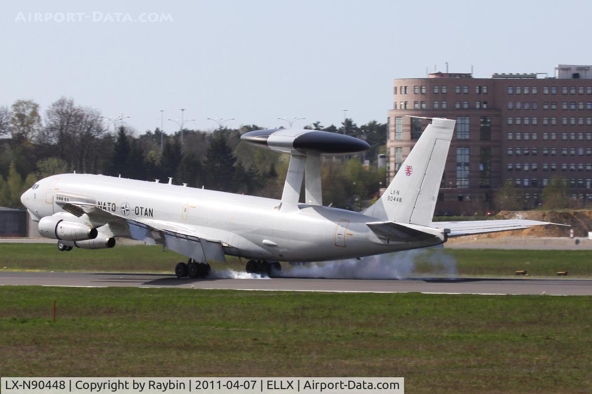 LX-N90448, 1982 Boeing E-3A Sentry C/N 22843, Smoky touchdown!
