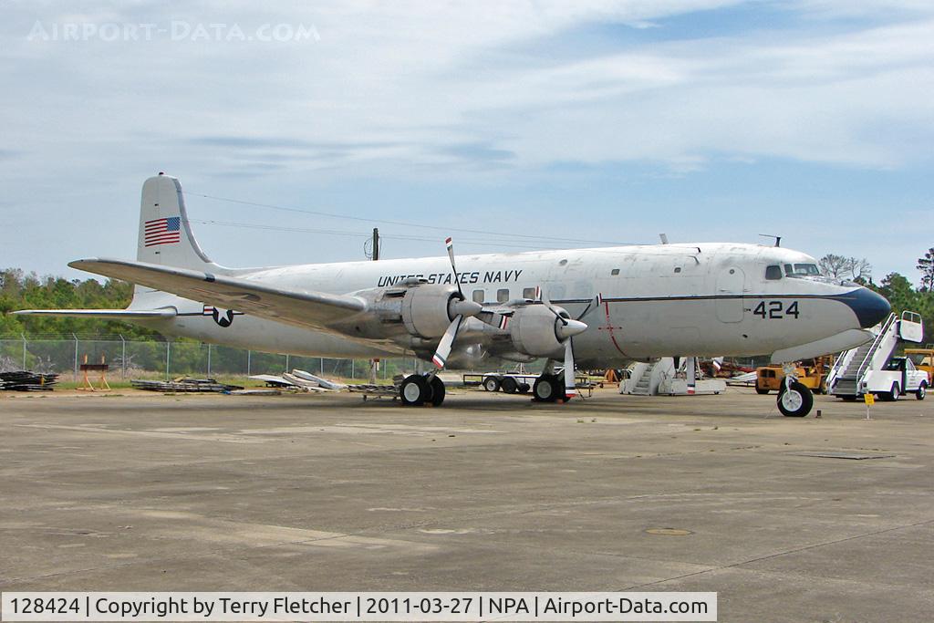 128424, 1951 Douglas VC-118B Liftmaster C/N 43207, 1951 Douglas C-118, c/n: 43207 in outside storage at Pensacola Naval Museum