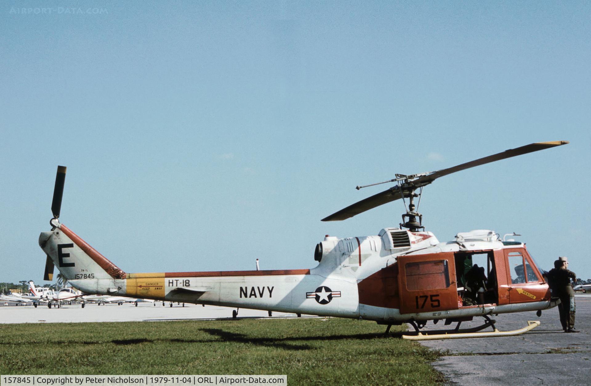 157845, Bell TH-1L Iroquois C/N 6440, TH-1L Iroquois of Helicopter Training Squadron HT-18 at NAS Whiting Field as seen at Herndon in November 1979.