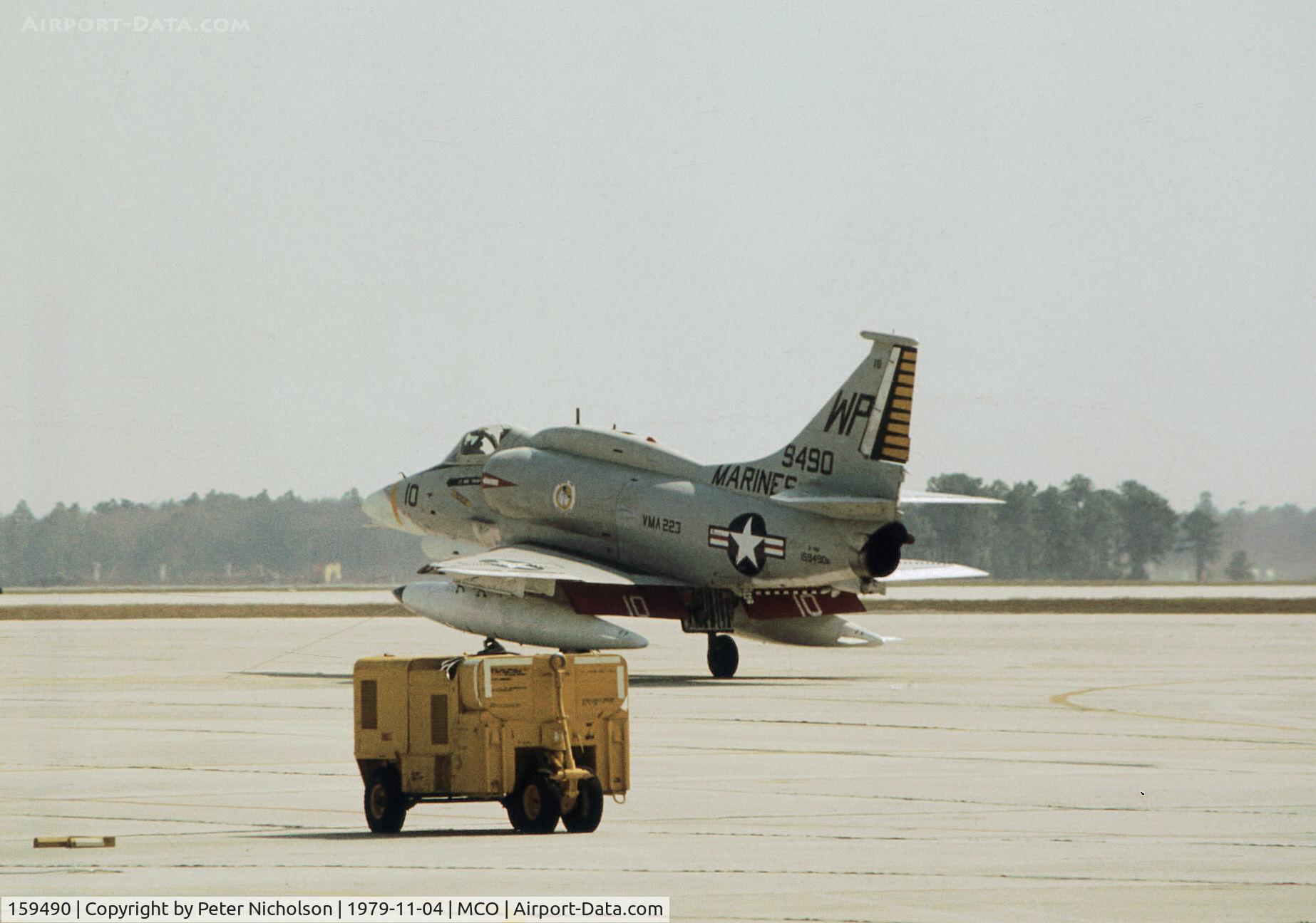 159490, Douglas A-4M Skyhawk C/N 14431, A-4M Skyhawk of Marine Attack Squadron VMA-223 as seen at Orlando in November 1979.