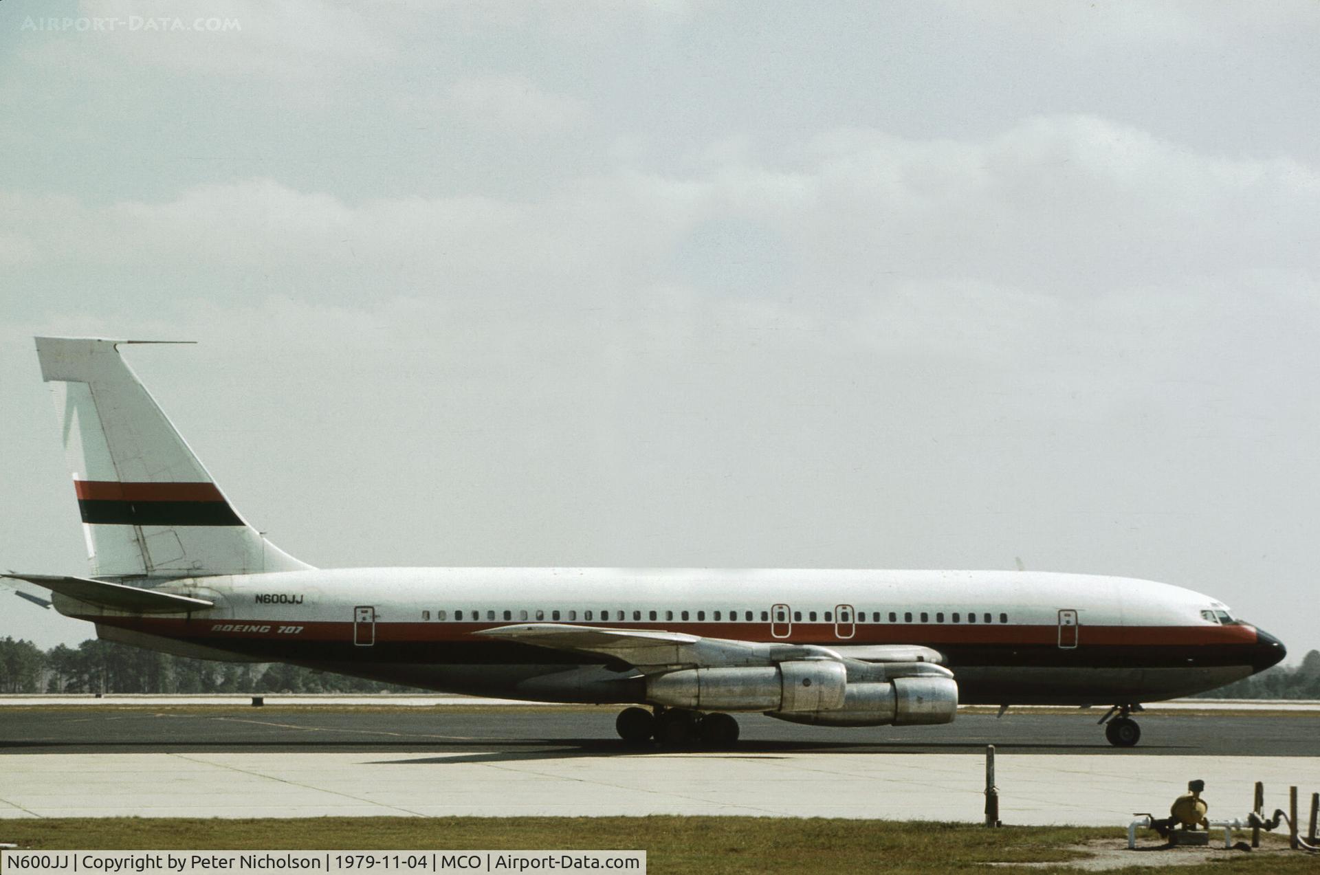 N600JJ, 1959 Boeing 707-138B C/N 17702, Former Laker Airways Boeing 707-138B as seen at Orlando in November 1979.