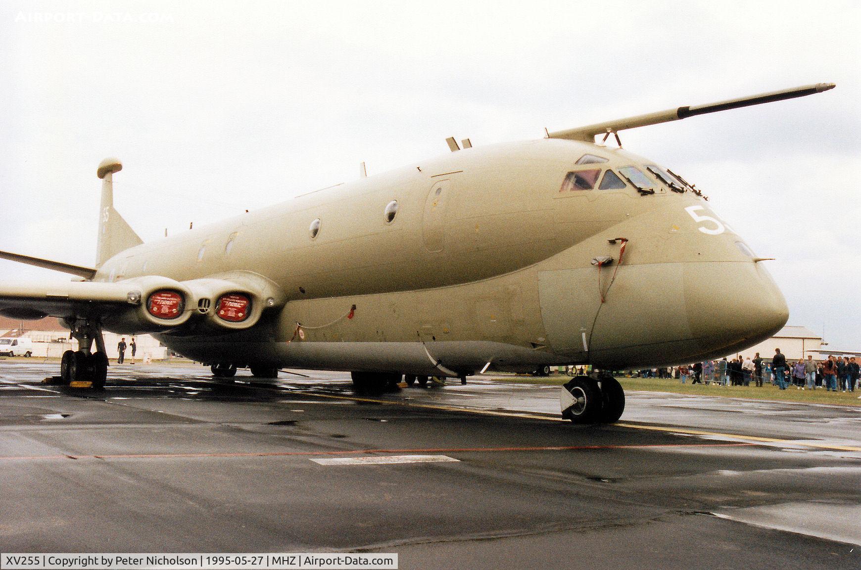XV255, Hawker Siddeley Nimrod MR.2 C/N 8030, Nimrod MR.2 of the Kinloss Strike Wing on display at the 1995 RAF Mildenhall Air Fete.