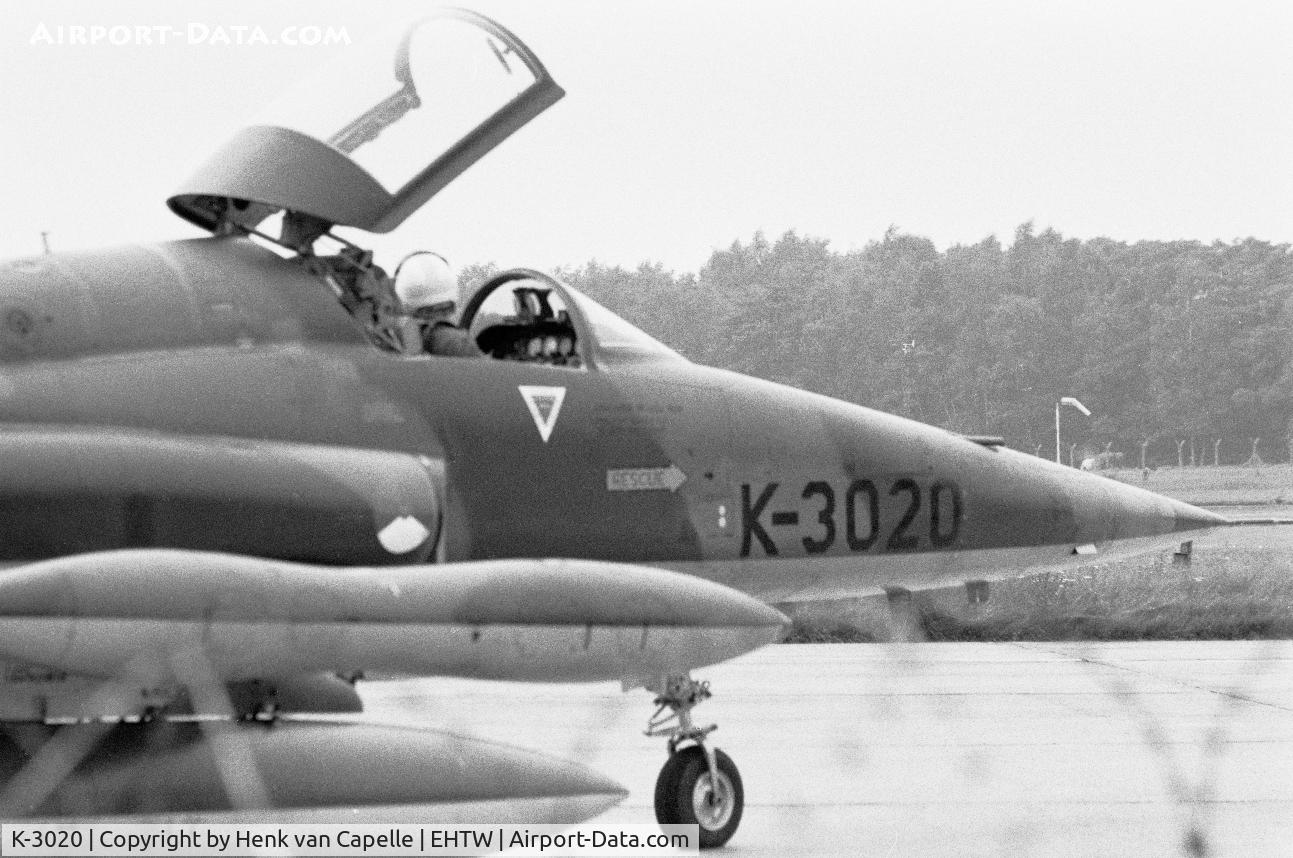 K-3020, 1970 Canadair NF-5A Freedom Fighter C/N 3020, A NF-5A fighter of 313 sqn of the Royal Netherlands Air Force awaiting take-off at Twente air base, 1980.