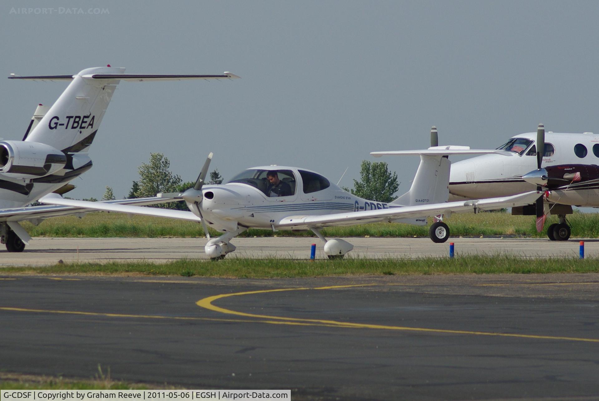 G-CDSF, 2005 Diamond DA-40D Diamond Star C/N D4.190, Parked at Norwich.