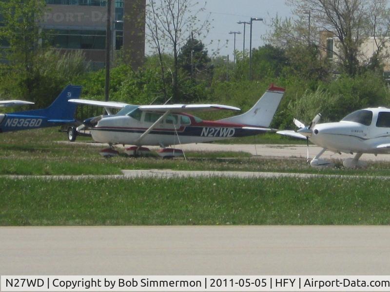 N27WD, 1963 Cessna 210-5(205) C/N 205-0376, Tied down at Greenwood, IN