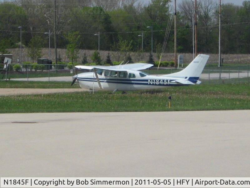 N1845F, 1966 Cessna 210F Centurion C/N 21058745, Tied down at Greenwood, IN