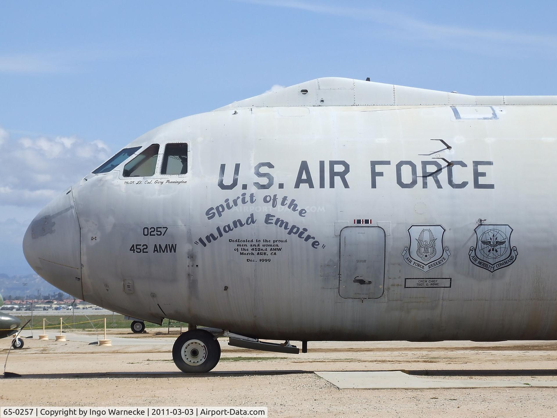 65-0257, 1965 Lockheed C-141B Starlifter C/N 300-6108, Lockheed C-141B Starlifter at the March Field Air Museum, Riverside CA