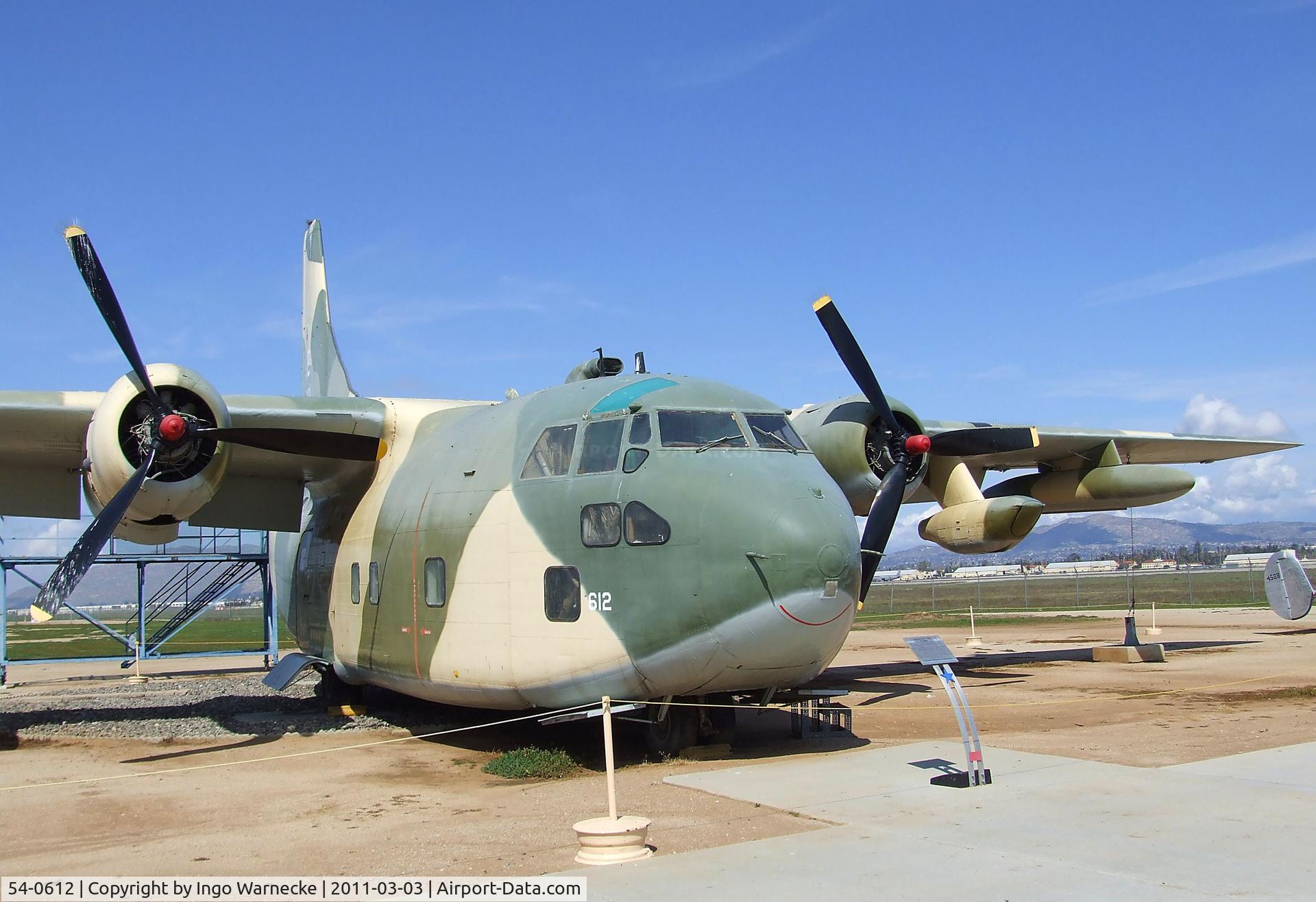54-0612, 1955 Fairchild C-123K Provider C/N 20061, Fairchild C-123K Provider at the March Field Air Museum, Riverside CA