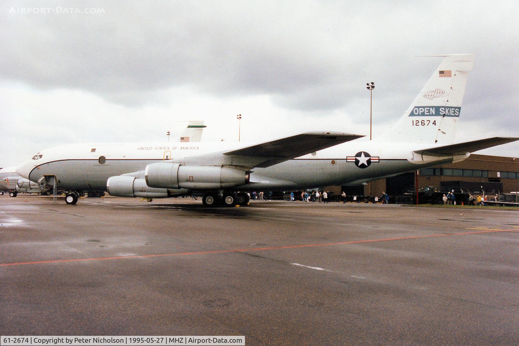 61-2674, 1961 Boeing OC-135B Stratolifter C/N 18350, OC-135B Open Skies aircraft, callsign Cobra 10, of Offutt AFB's 55th Wing on display at the 1995 RAF Mildenhall Air Fete.