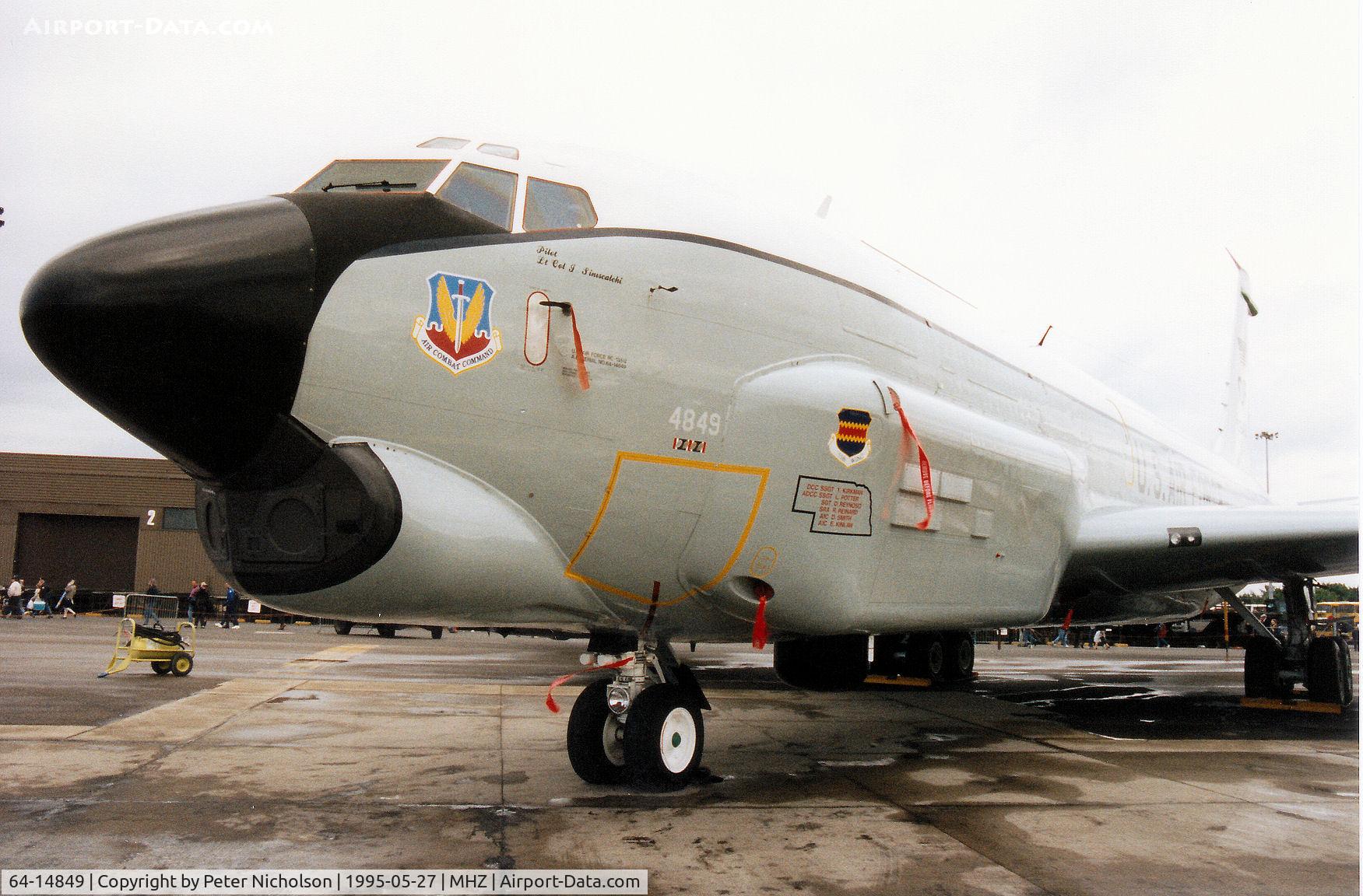 64-14849, 1964 Boeing RC-135U Combat Sent C/N 18789, RC-135U Combat Sent, callsign Olive 49, of the 55th Wing at Offutt AFB on display at the 1995 RAF Mildenhall Air Fete.