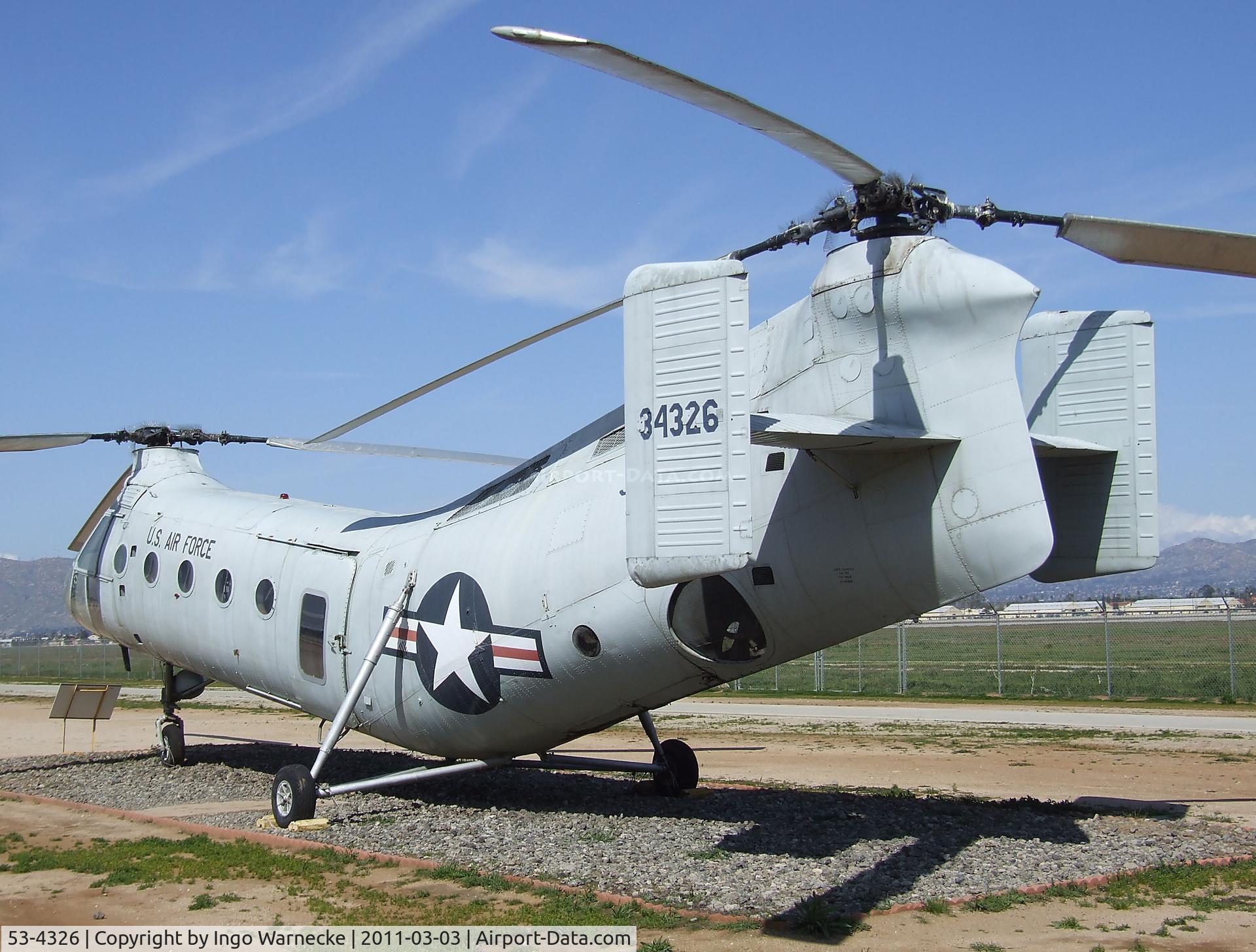 53-4326, 1953 Piasecki H-21B Workhorse C/N B.76, Piasecki H-21I Workhorse/Shawnee at the March Field Air Museum, Riverside CA