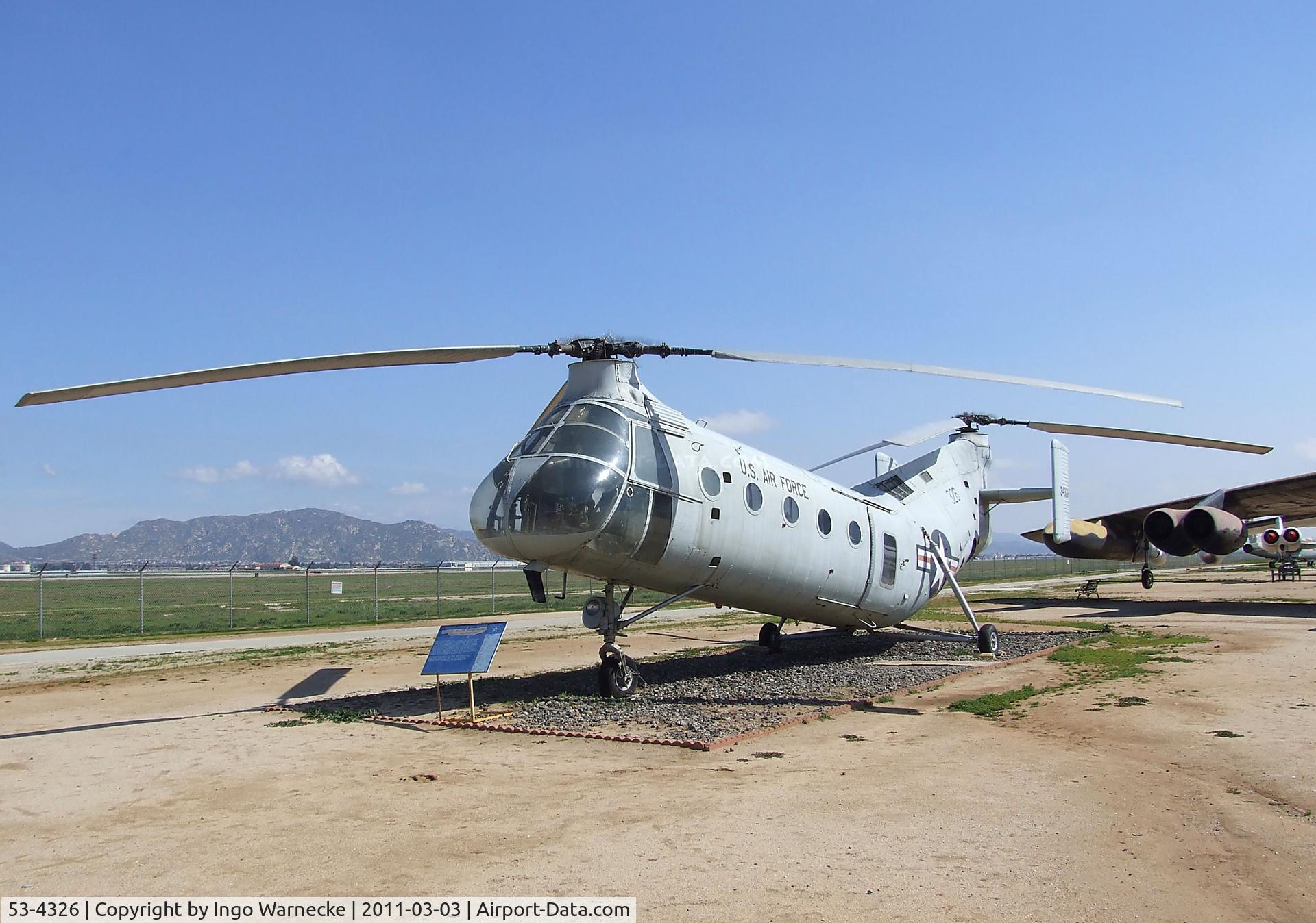 53-4326, 1953 Piasecki H-21B Workhorse C/N B.76, Piasecki H-21I Workhorse/Shawnee at the March Field Air Museum, Riverside CA