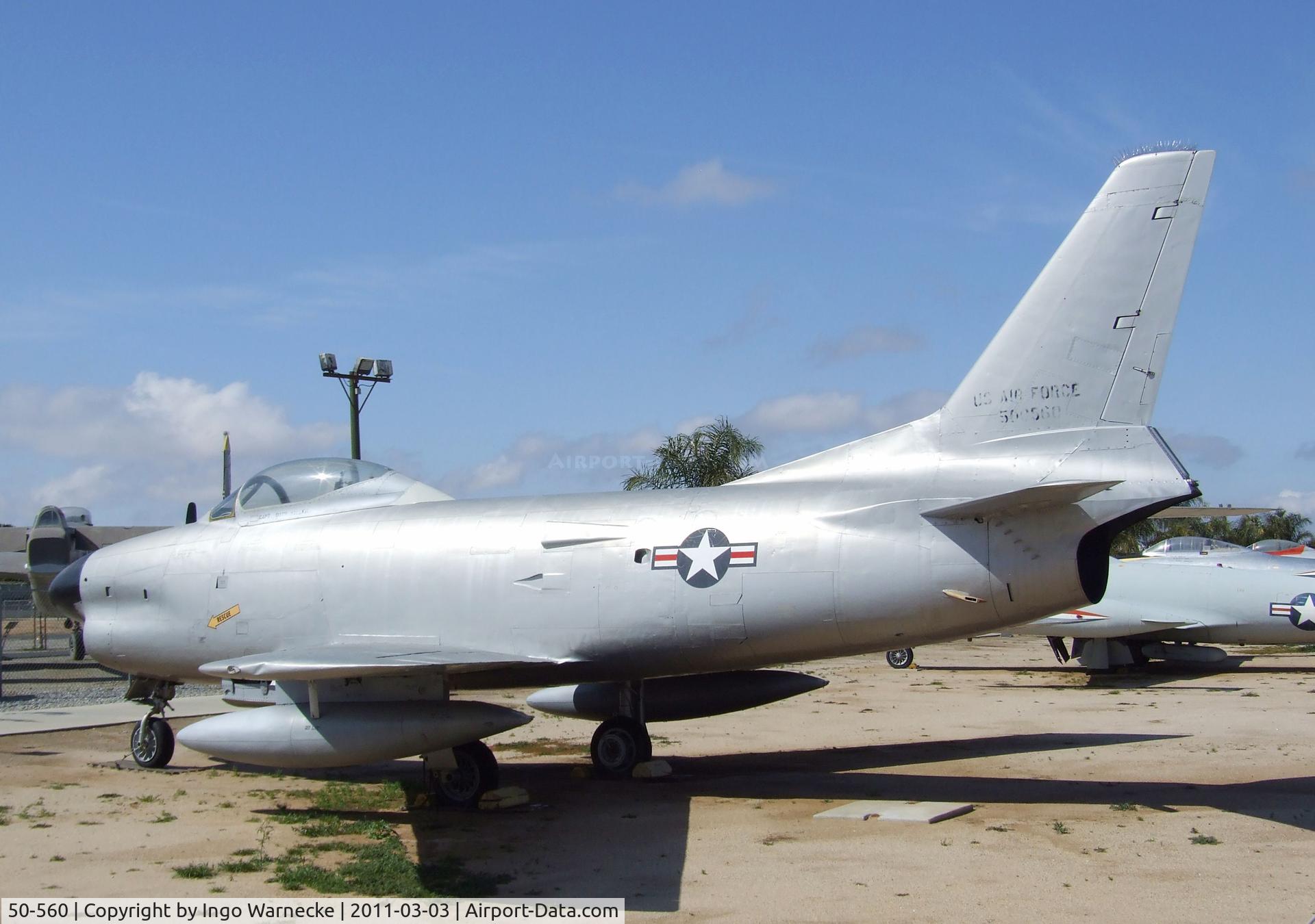 50-560, 1950 North American F-86L Sabre C/N 165-106, North American F-86L Sabre (built in 1950 as F-86D, then converted to F-86L from 1956) at the March Field Air Museum, Riverside CA