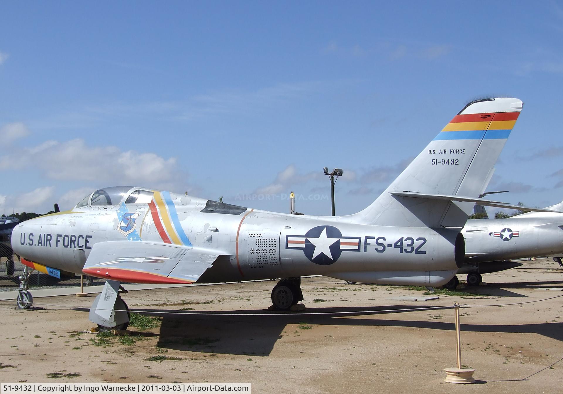 51-9432, 1951 General Motors F-84F Thunderstreak C/N Not found 51-9432, Republic F-84F Thunderstreak at the March Field Air Museum, Riverside CA