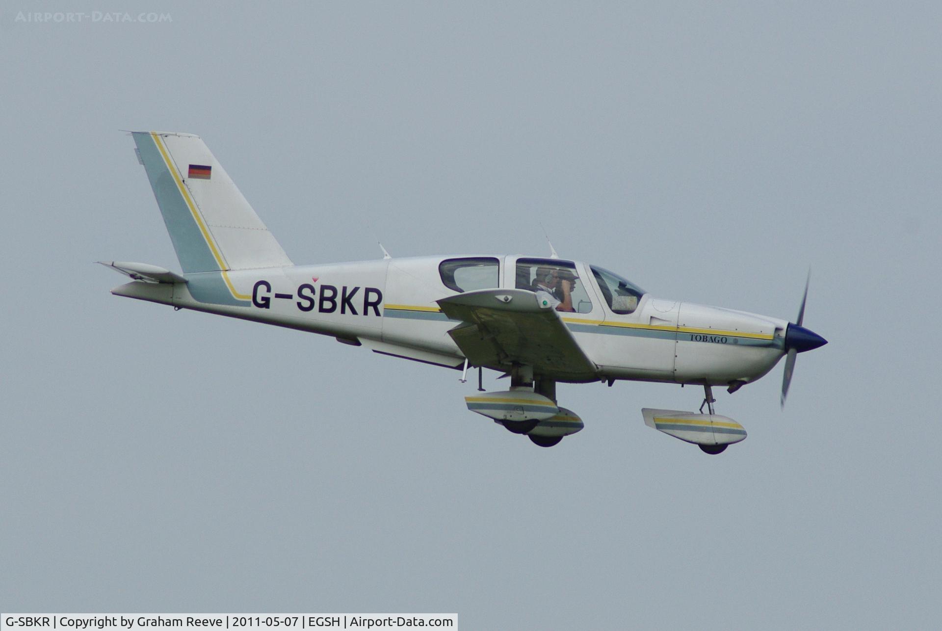 G-SBKR, 1990 Socata TB-10 Tobago C/N 1077, About to touch down.