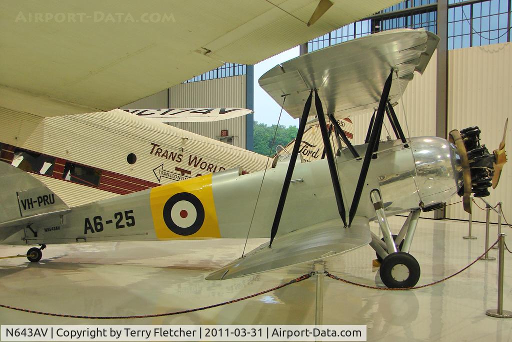 N643AV, 1938 Avro 643 Cadet II C/N 1060, 1938 Avro International Aeros 643 MK II CADET, c/n: 1060 at Flight of Fantasy Museum with markings VH-PRU and A6-25