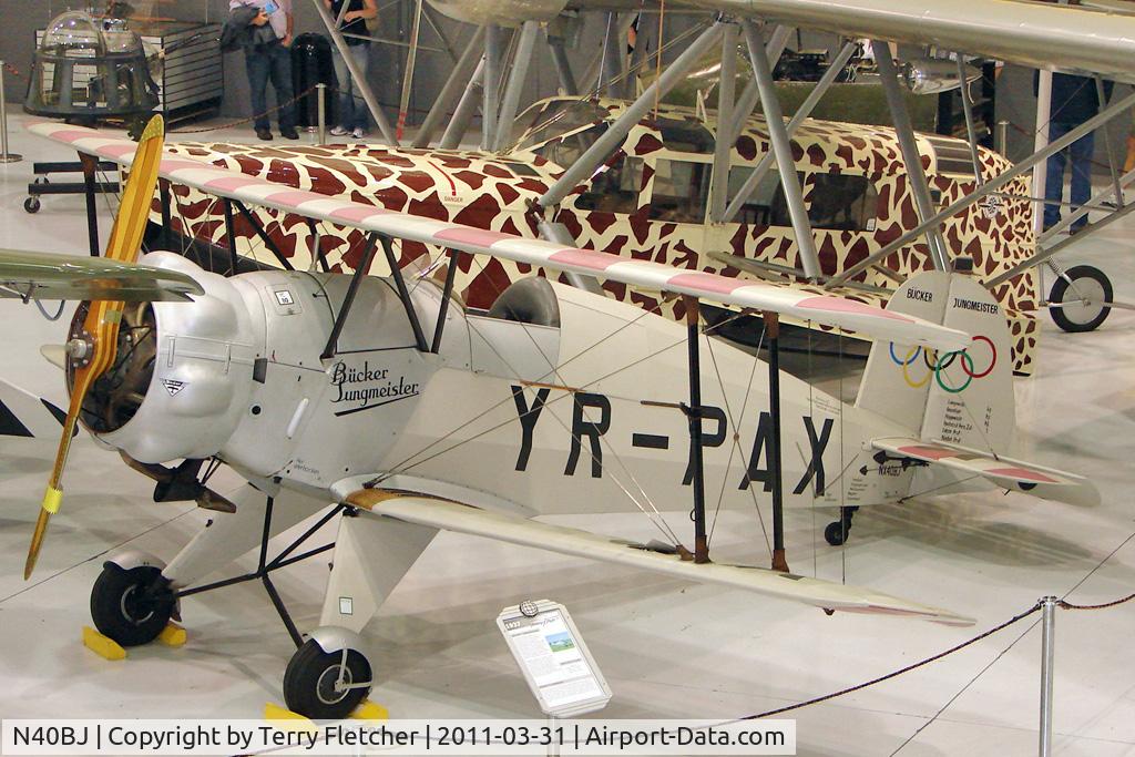N40BJ, 1937 Bucker Bu-133C Jungmeister C/N 4, 1946 Bucker BU-133, c/n: 4 Coded YR-PAX at Polk Museum