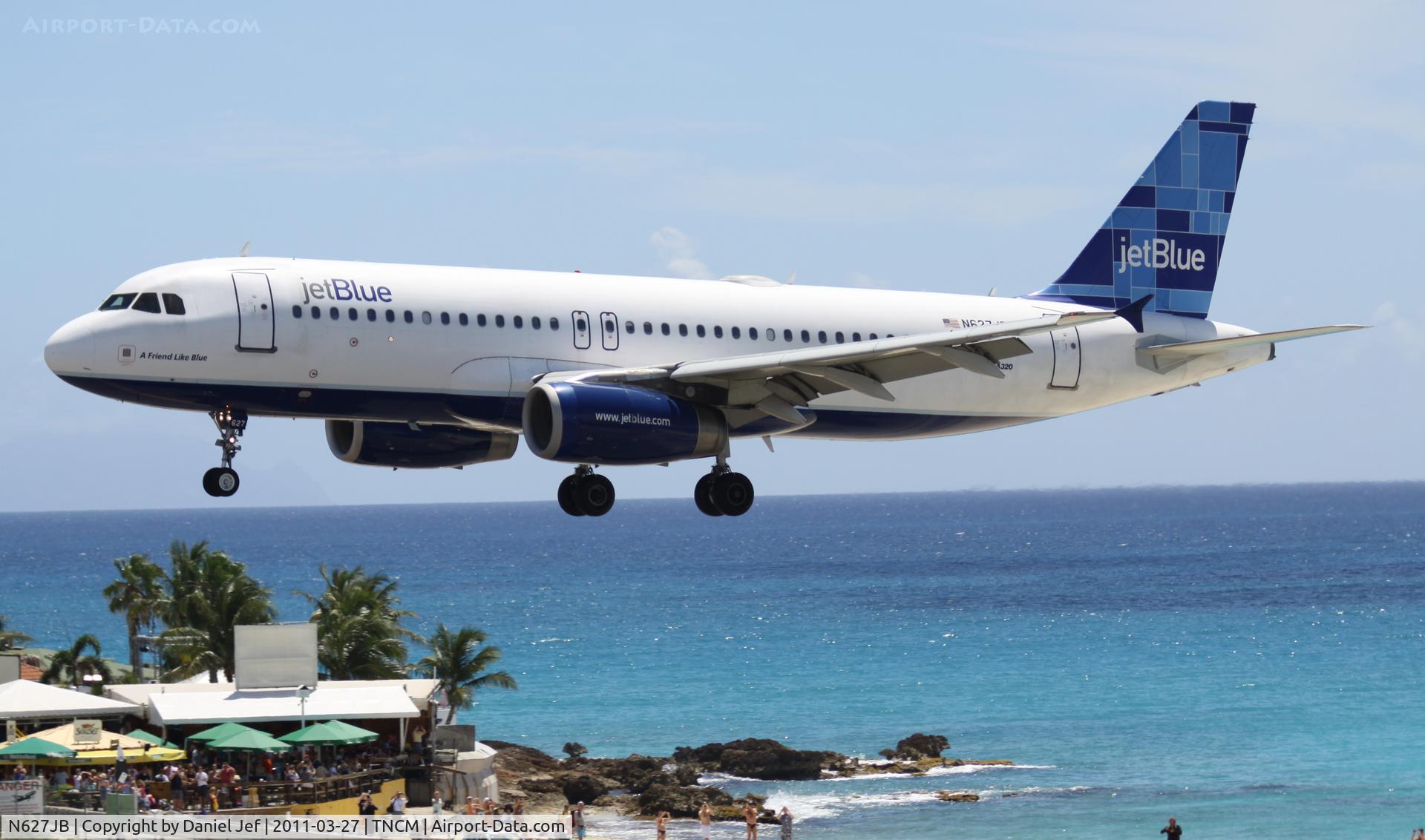 N627JB, 2005 Airbus A320-232 C/N 2577, Jet Blue over the tresh hold at TNCM