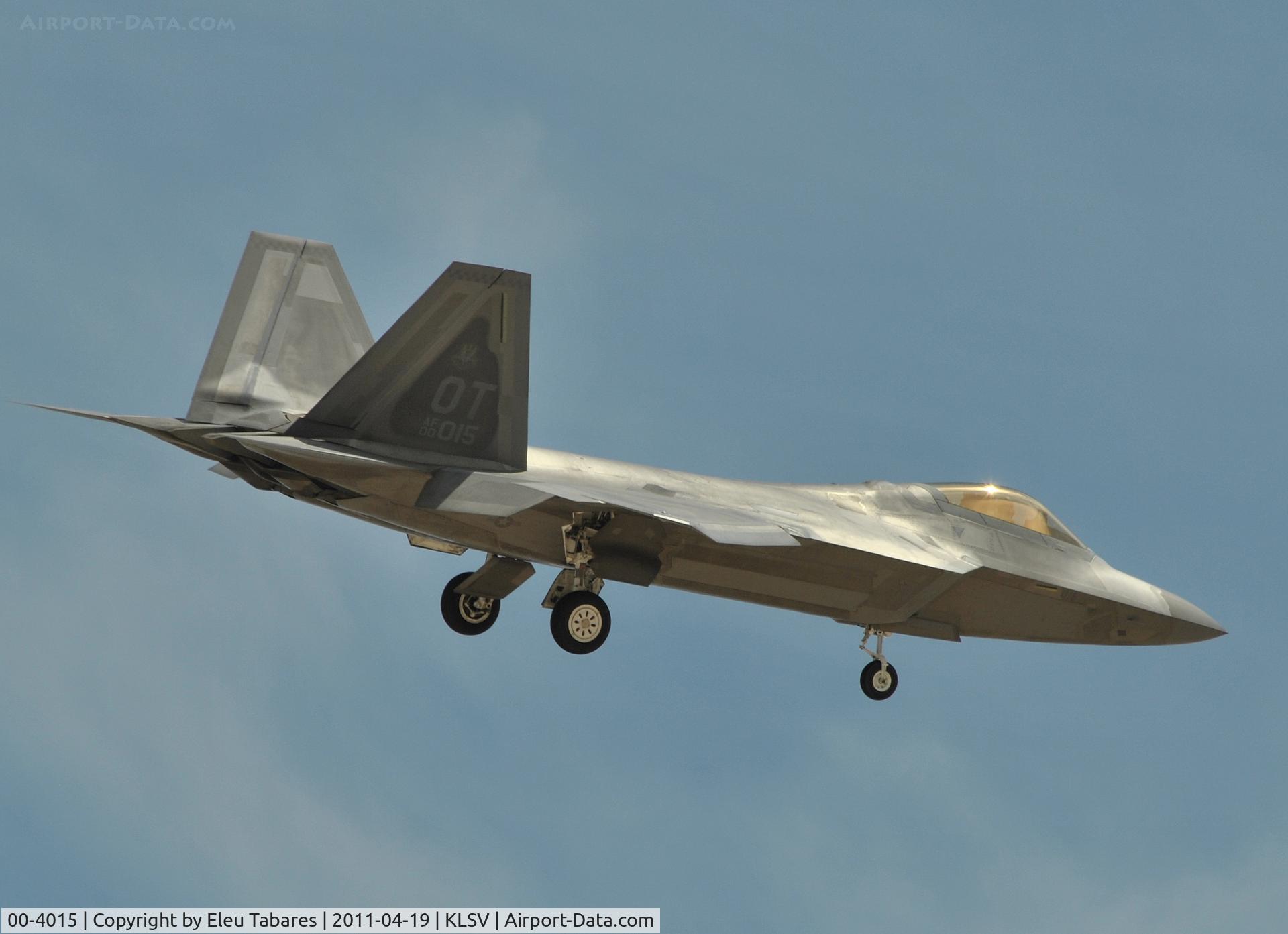 00-4015, Lockheed Martin F/A-22A Raptor C/N 4015, Taken during Green Flag Exercise at Nellis Air Force Base, Nevada.
