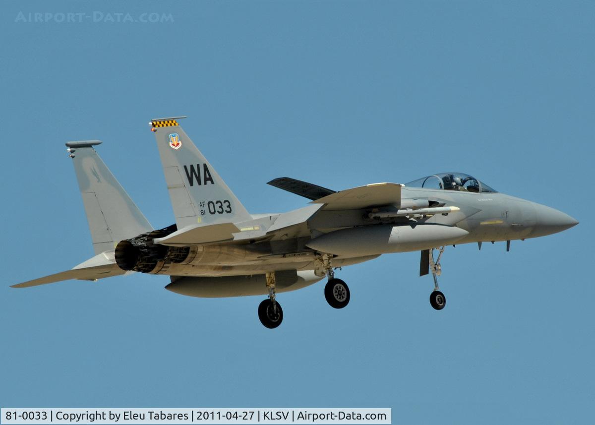 81-0033, McDonnell Douglas F-15C Eagle C/N 0766/C216, Taken during Green Flag Exercise at Nellis Air Force Base, Nevada.