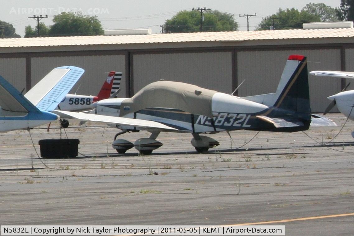 N5832L, 1972 American AA-5 C/N AA5-0232, Parked at El Monte Airport