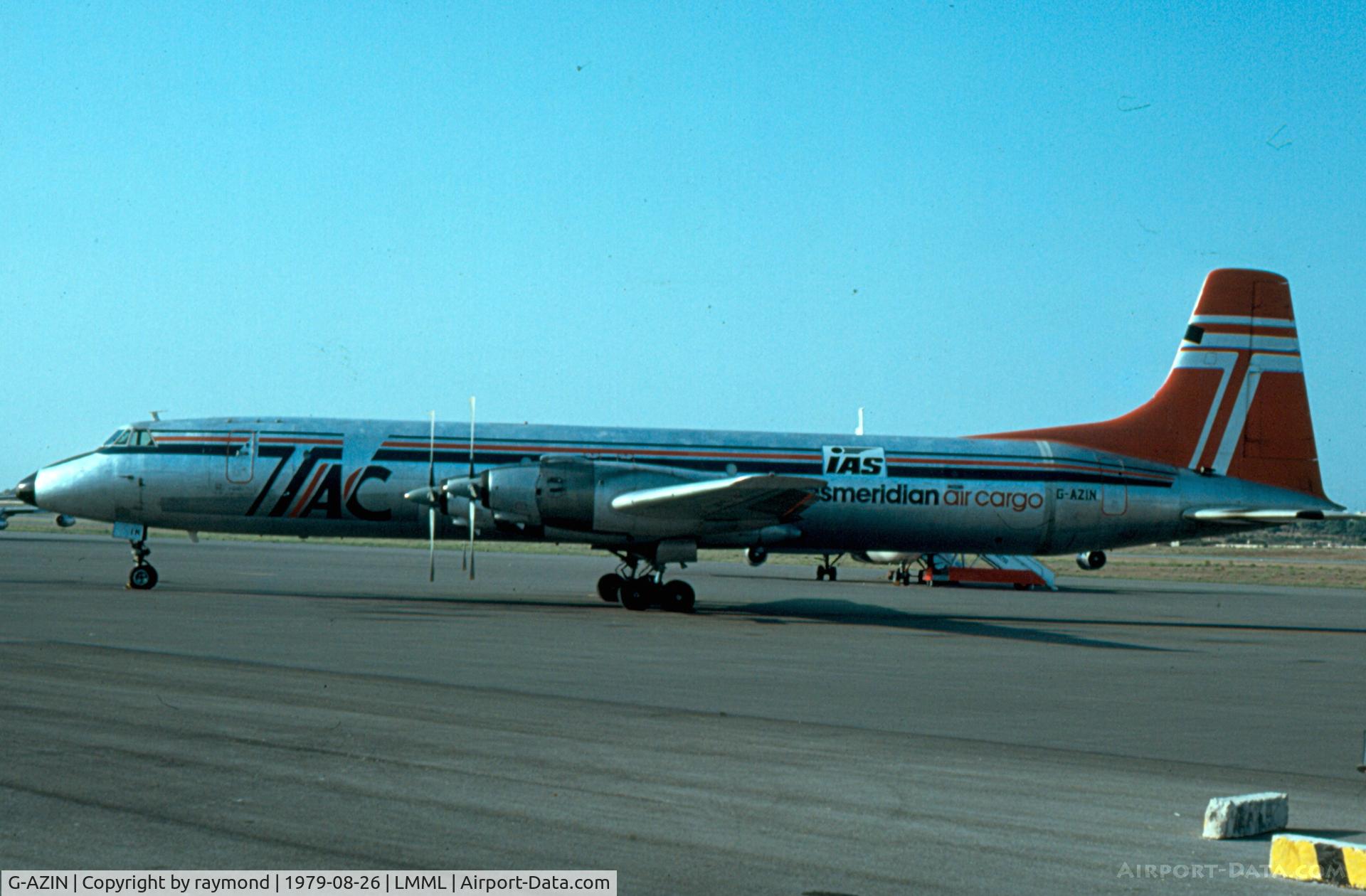 G-AZIN, 1962 Canadair CL-44D4-2 C/N 19, CL44 G-AZIN Transmeridian Air Cargo