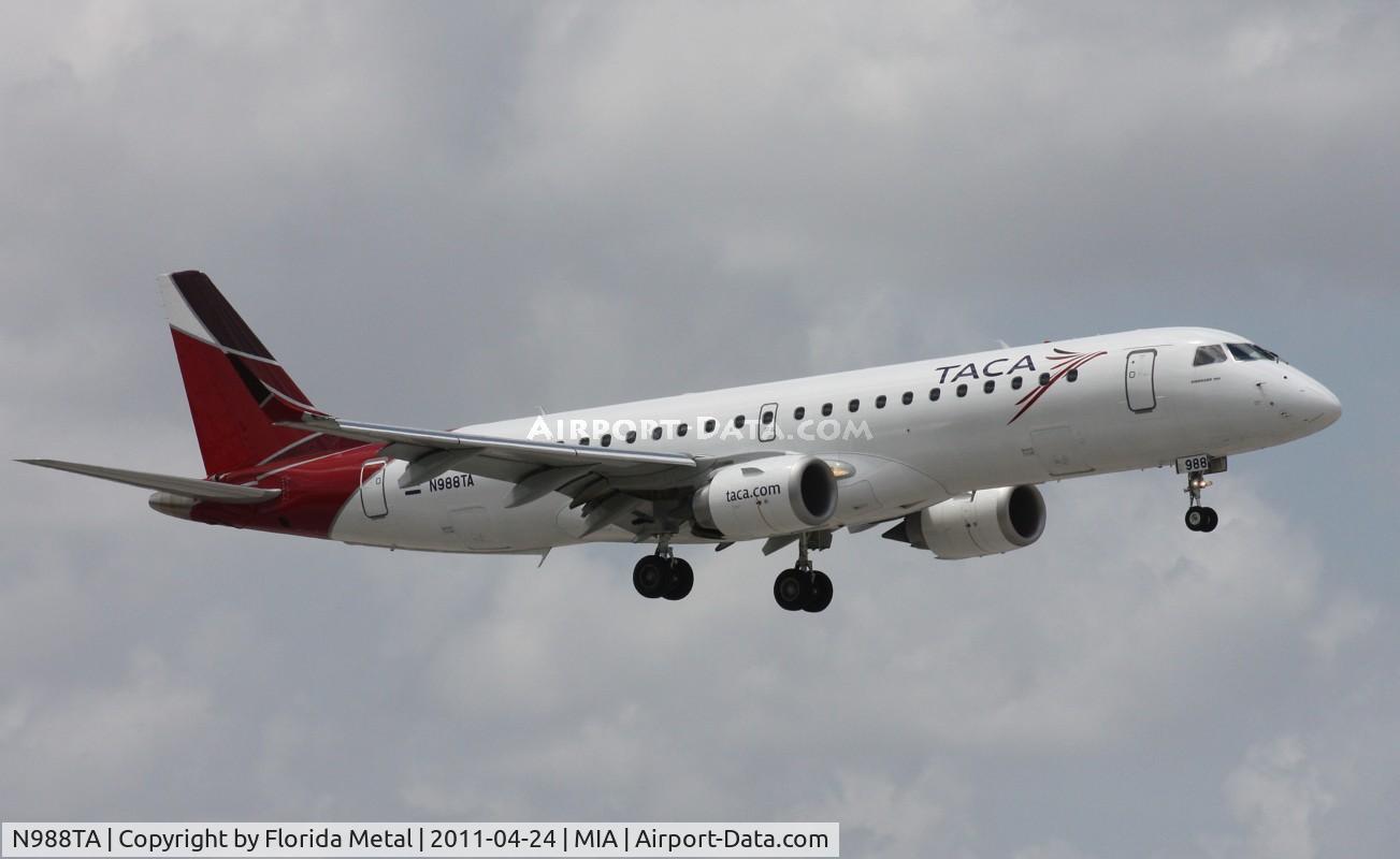 N988TA, 2010 Embraer ERJ-190-100 IGW 190AR C/N 19000399, Taca E190