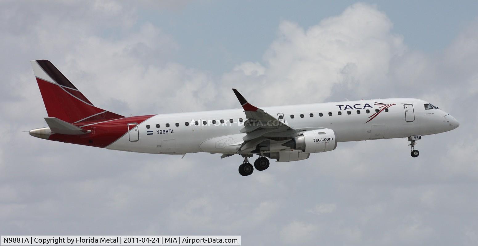 N988TA, 2010 Embraer ERJ-190-100 IGW 190AR C/N 19000399, Taca E190