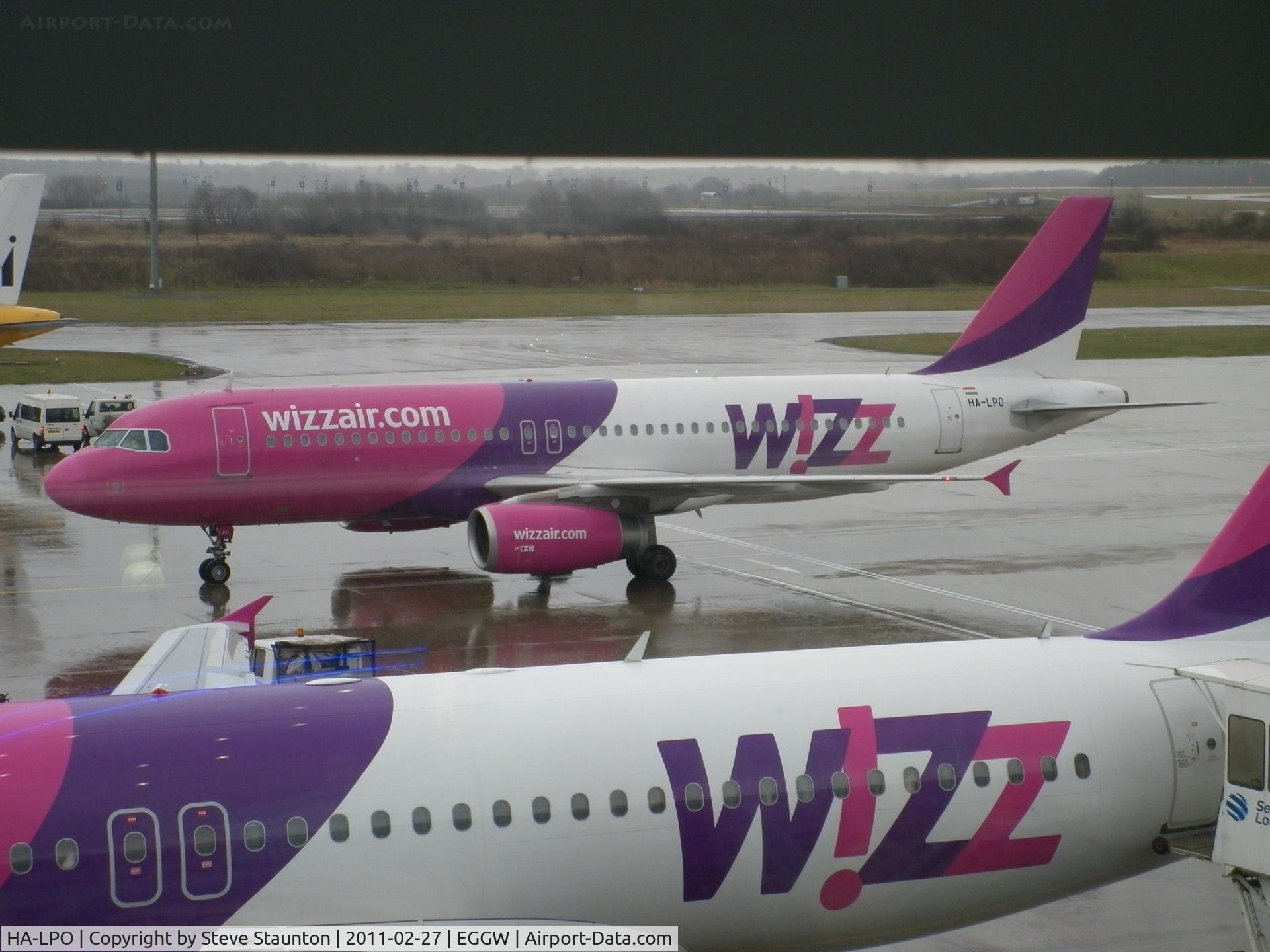 HA-LPO, 2008 Airbus A320-232 C/N 3384, Taken on a wet February morning at Luton whilst waiting to fly to Cyprus