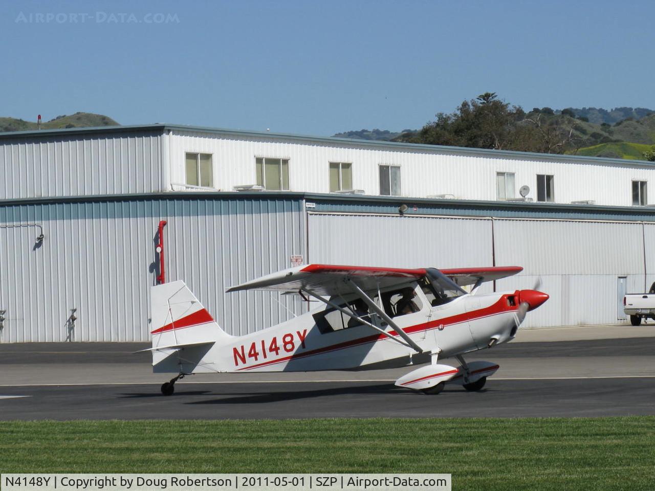 N4148Y, 1976 Bellanca 8KCAB Decathlon C/N 280-76, 1976 Bellanca 8KCAB SUPER DECATHLON, Lycoming AEIO-360 180 Hp, takeoff roll Rwy 04