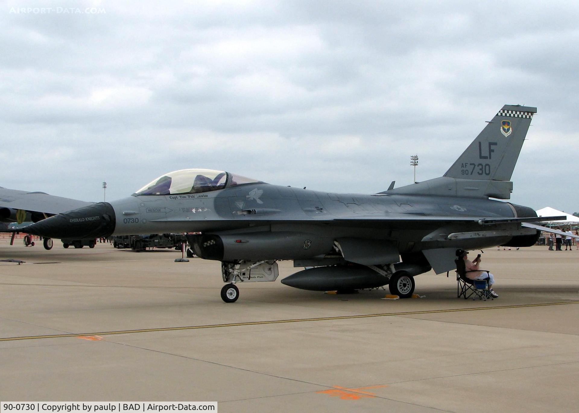 90-0730, 1990 General Dynamics F-16CG Night Falcon C/N 1C-338, Barksdale Air Force Base 2011