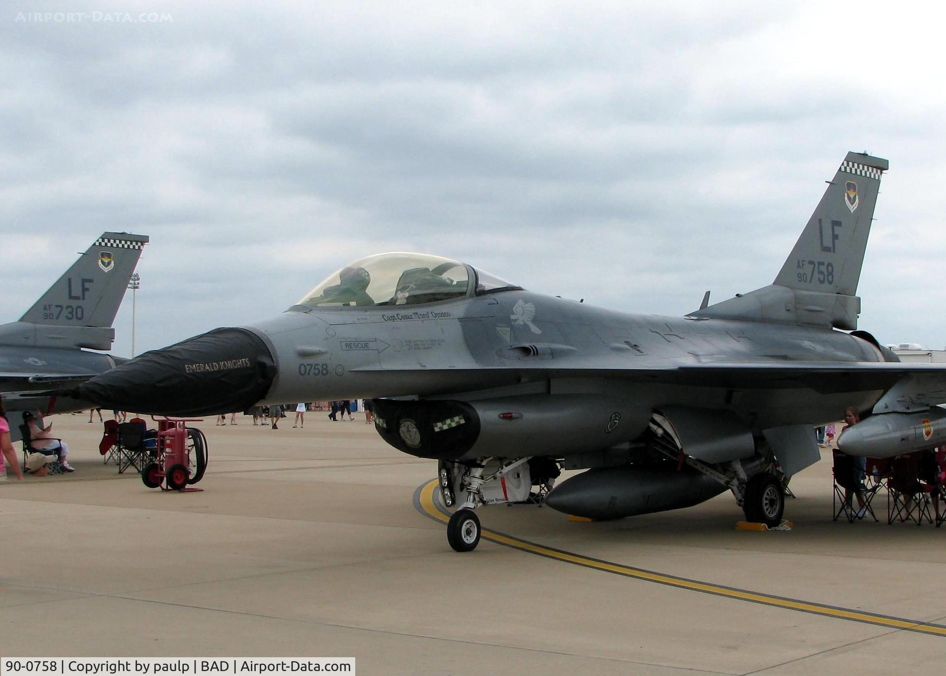 90-0758, 1990 General Dynamics F-16CG Night Falcon C/N 1C-366, Barksdale Air Force Base 2011