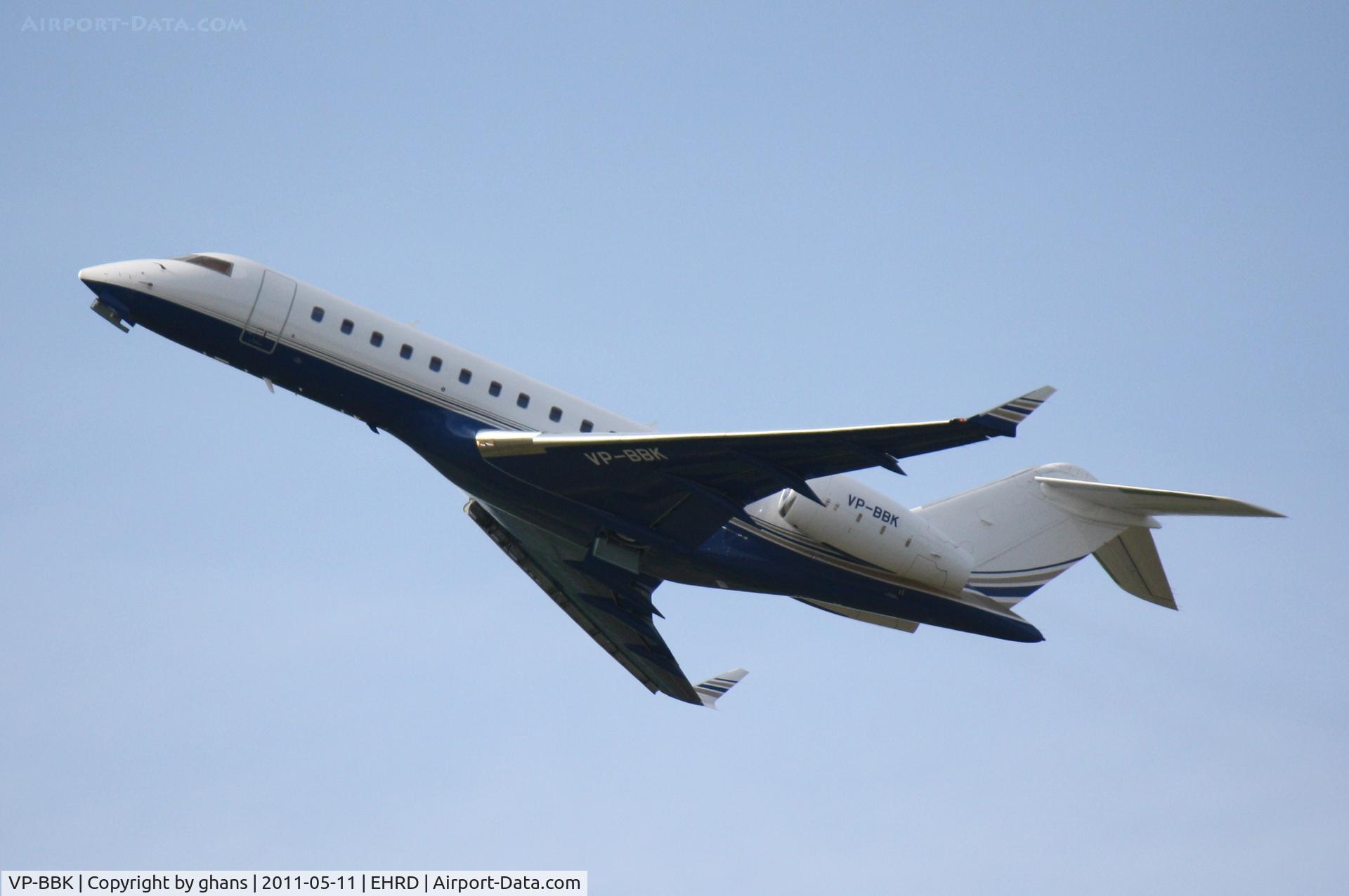 VP-BBK, 2003 Bombardier BD-700-1A10 Global Express C/N 9122, Take-off rw 24