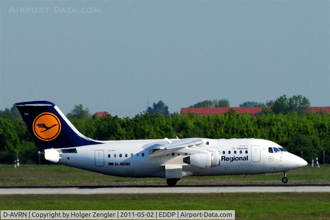 D-AVRN, 1996 British Aerospace Avro 146-RJ85A C/N E2293, Arriving from DUS in sunny LEJ.