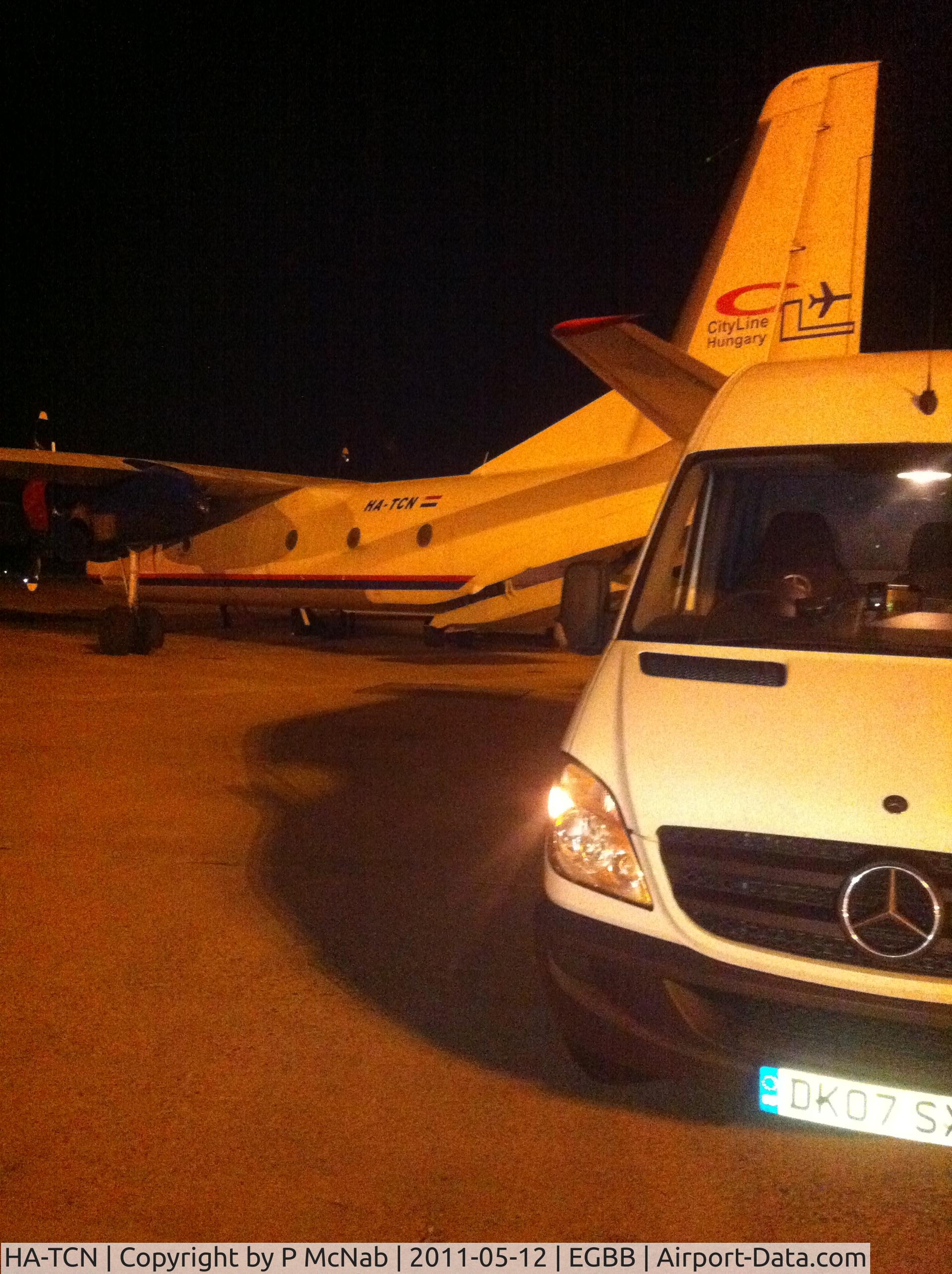 HA-TCN, 1977 Antonov An-26 C/N 97307705, Poor quality camera phone pic of HA TCN, Antonov 26 being unloaded into my van, 12 May 2011. Cargo of Vauxhall Astra parts from Leipzeg on route to Ellesmere Port.