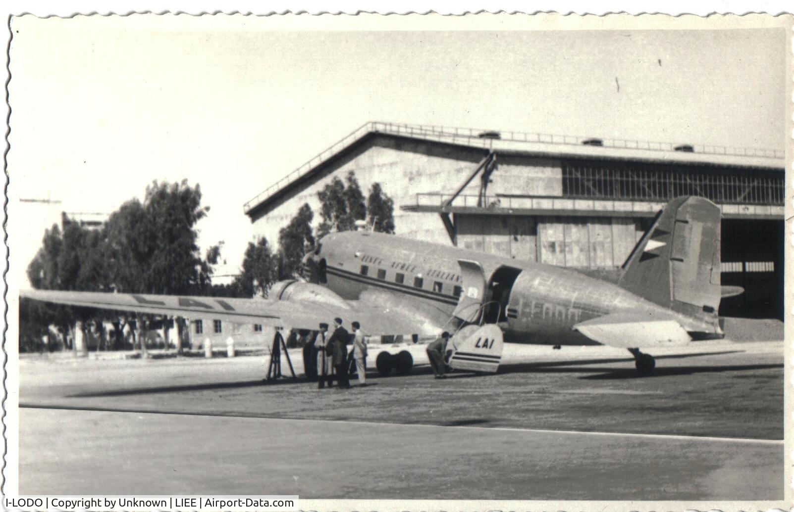 I-LODO, Douglas C 47 C/N 4221, This aircraft was in regular service for LAI. The picture is probably of 1954.