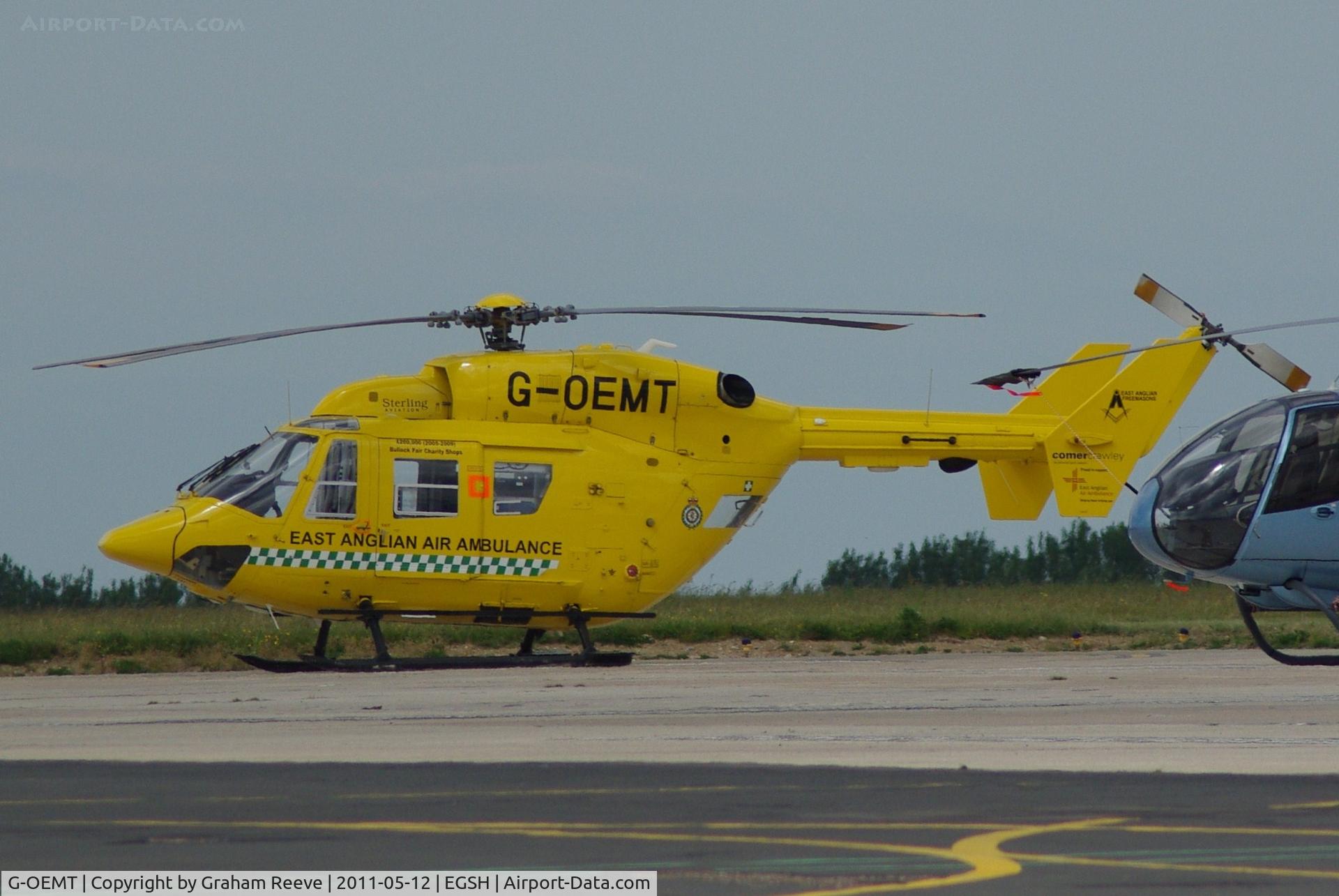 G-OEMT, 2001 Eurocopter-Kawasaki BK-117C-1 C/N 7538, Parked at Norwich.