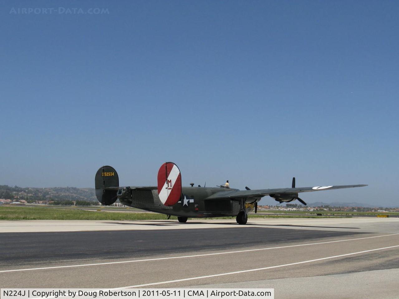 N224J, 1944 Consolidated B-24J-85-CF Liberator C/N 1347 (44-44052), 1944 Consolidated B-24J LIBERATOR 'Witchcraft', four Turbocharged P&W R-1830-65 Twin Wasp 1,200 Hp each. taxi after landing Rwy 26