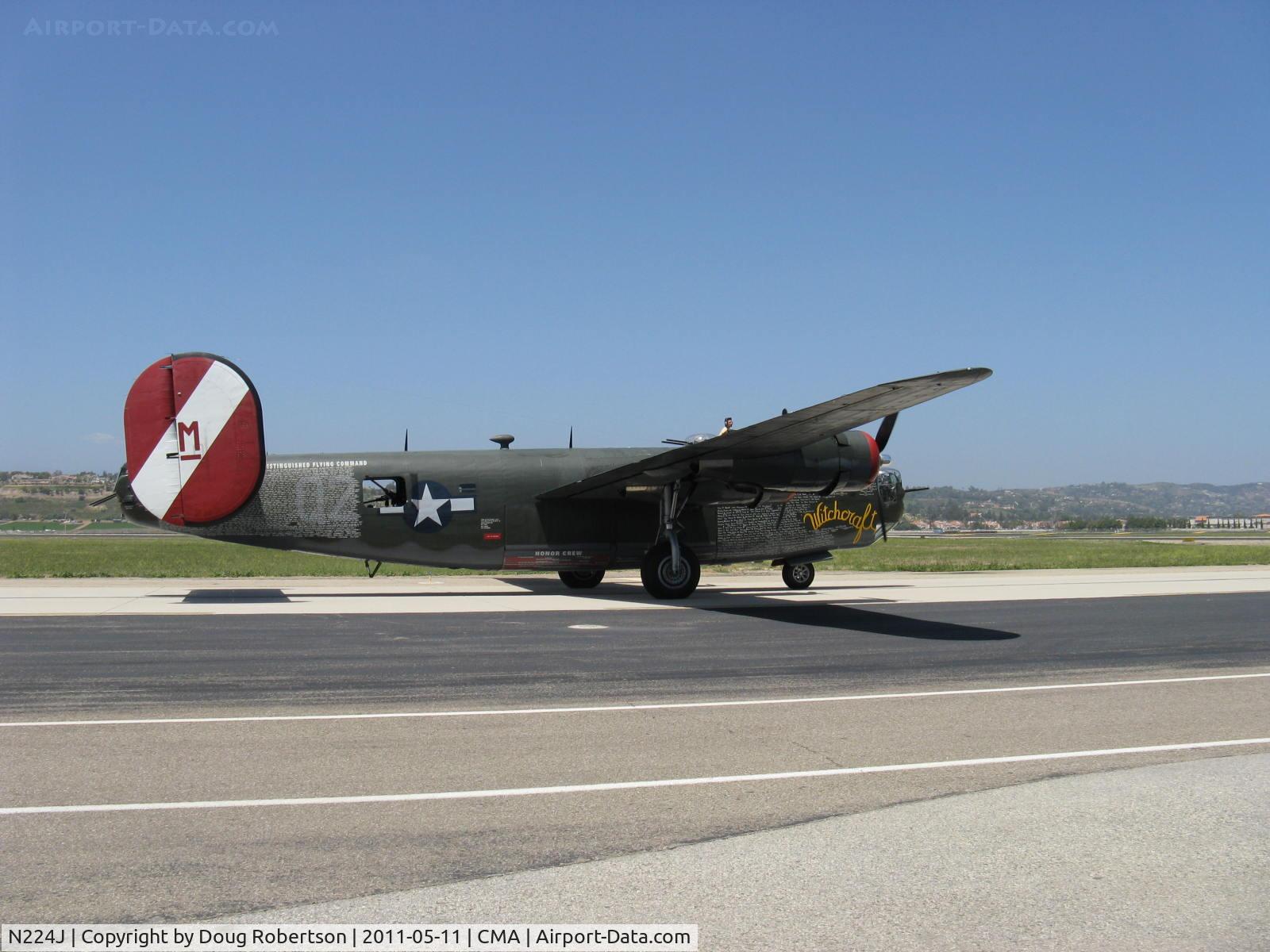 N224J, 1944 Consolidated B-24J-85-CF Liberator C/N 1347 (44-44052), 1944 Consolidated B-24J LIBERATOR 'Witchcraft', four Turbocharged P&W R-1830-65 Twin Wasp 1,200 Hp each, taxi after landing Rwy 26